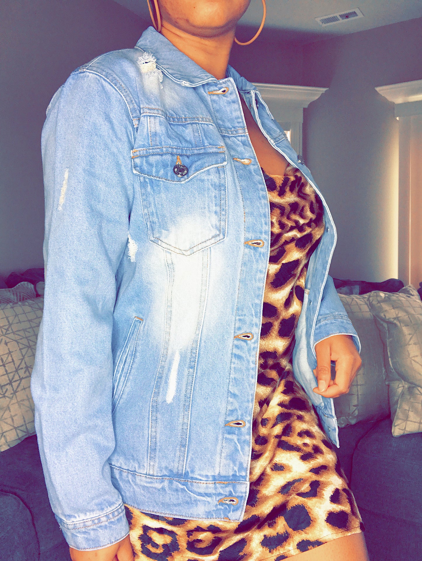 Distressed Light Washed Jean Jacket