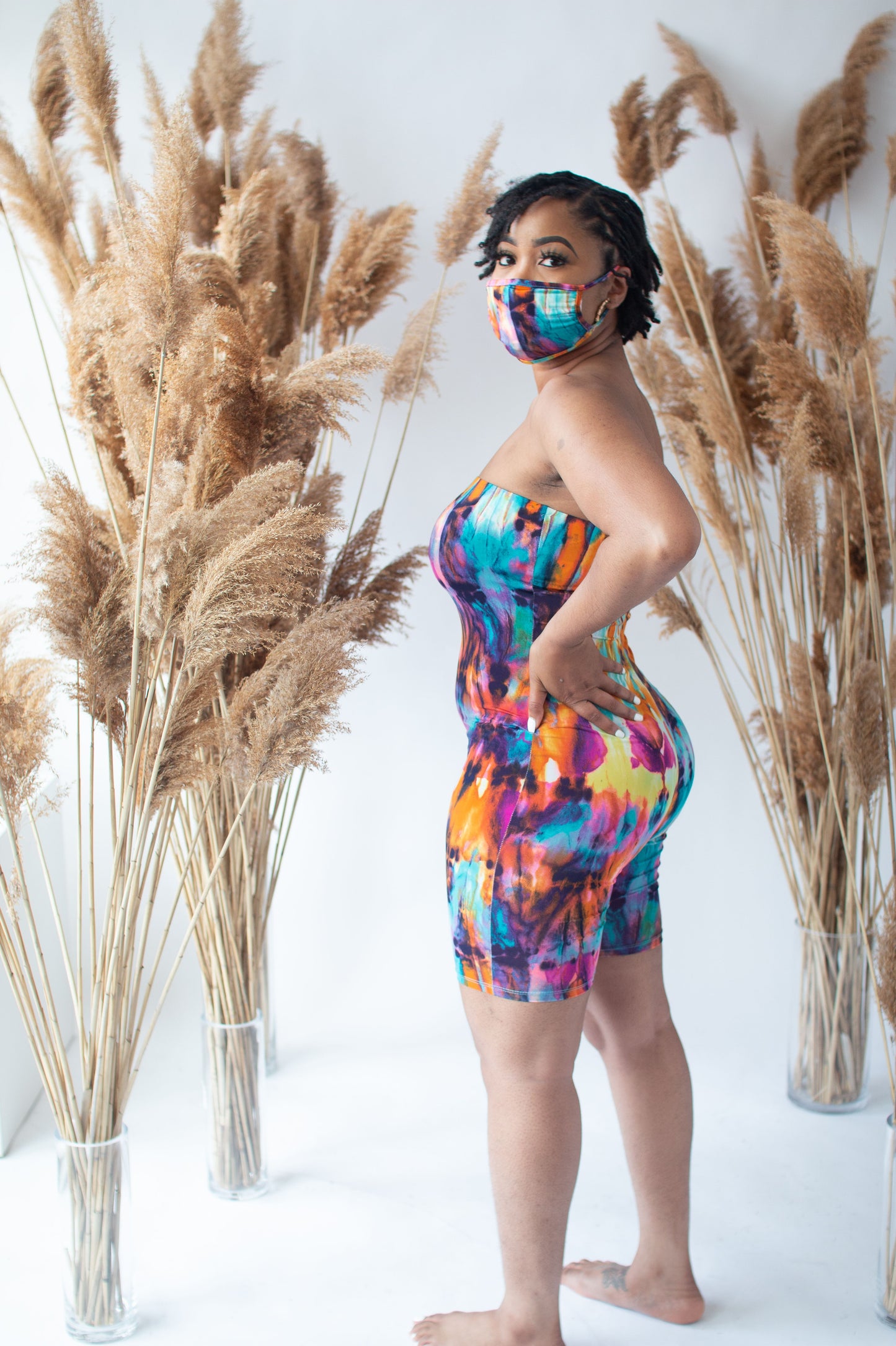 Splash Of Color Romper W/ Mask