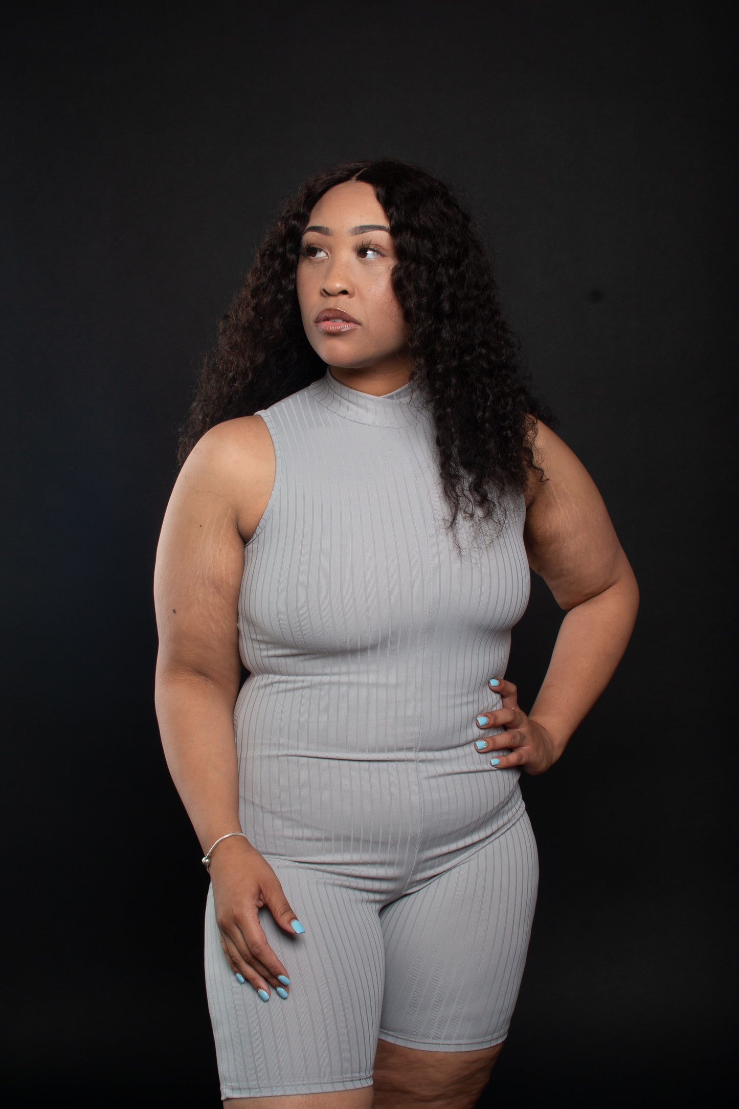 Ribbed Me Not Romper (Grey)