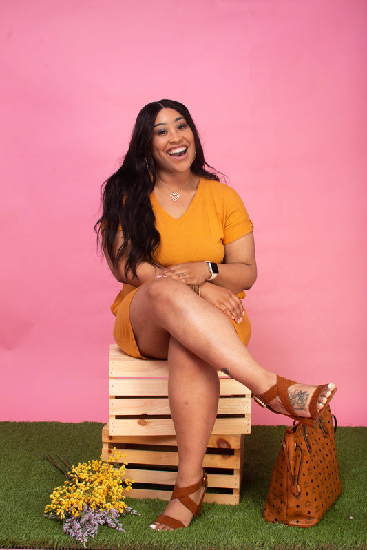 The Ultimate "T-Shirt" Dress (Mustard)