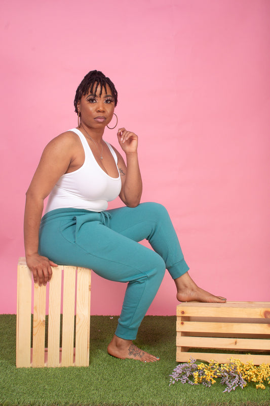 The "Spring Fun" Joggers (Dusty Teal)