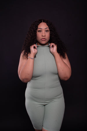 Ribbed Me Not Romper (Green Bay)