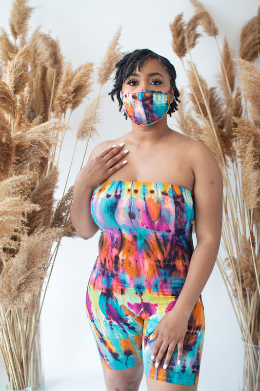 Splash Of Color Romper W/ Mask